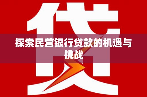 双城探索民营银行贷款的机遇与挑战