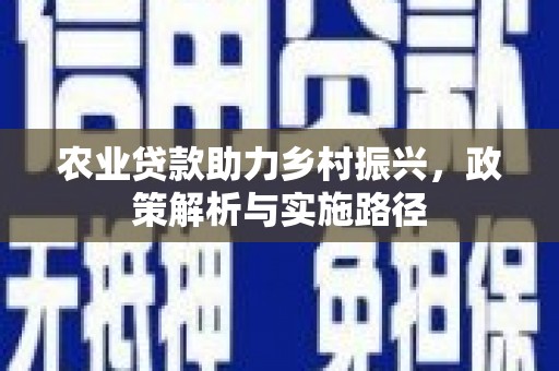 双城农业贷款助力乡村振兴，政策解析与实施路径