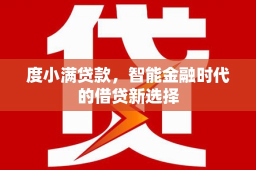 双城度小满贷款，智能金融时代的借贷新选择
