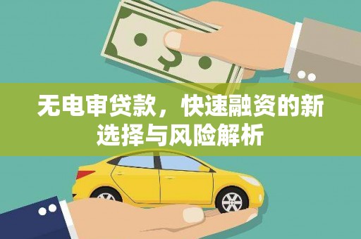 双城无电审贷款，快速融资的新选择与风险解析