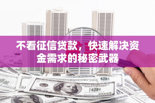 双城不看征信贷款，快速解决资金需求的秘密武器